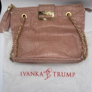 Ivanka Trump Blush Pink Faux Croc Shoulder Bag